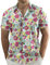 JOGAL Chemise hawaïenne à manches courtes en coton pour homme, Marguerites blanches et roses, L