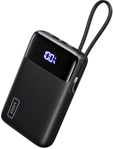 INIU Power Bank with Built-in USB C Cable, 45W 20000mAh PowerBank PD Fast Charging Portable Charger Type C, Smallest External Battery Pack for iPhone 16 15 Pro Samsung S25 Google iPad Travel etc
