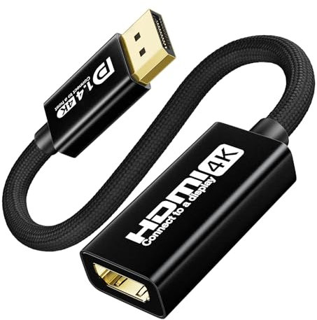 Adaptateur DisplayPort vers HDMI 4K120Hz 2K144Hz 60Hz HDR HDCP 2.2, DP 1.4 mâle vers HDMI 2.1 femelle unidirectionnel DisplayPort PC vers moniteur pour HP Dell nVidia AMD Intel PC