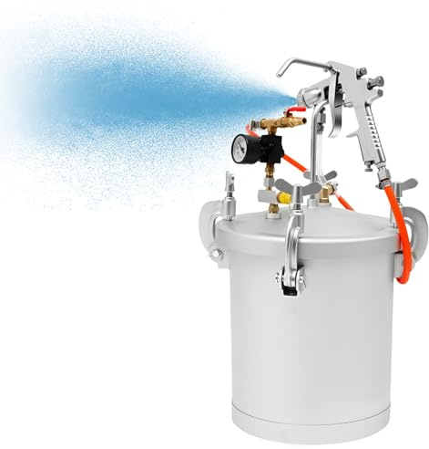 Druckbehälter Farbbehälter 10L mit Farbspritzpistole 3mm Düse - Air Paint Spray System für Wandfarbe & Industrielacke - 50-80 PSI Einstellbarer Druck mit Manometer & Sicherheitsventil
