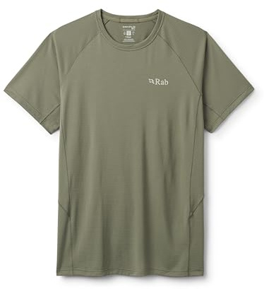 Rab Men's Sonic Tee - Lightweight Breathable Short-Sleeved T-Shirt for Trail Running & Hiking - Light Khaki - Medium