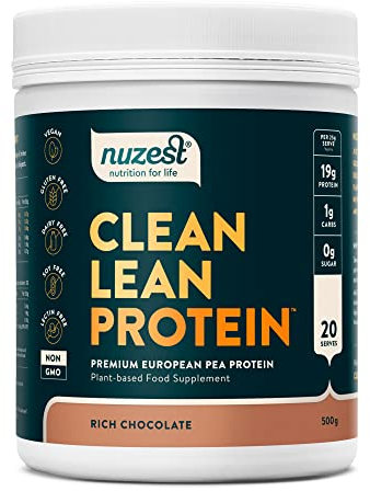 Vegan Protein Powders by Nuzest - Clean Lean Protein - Rich Chocolate - Plant Based Pea Protein Shake - Low Calorie & Low Carb - Gluten Free - Dairy Free - 500g (20 Servings)