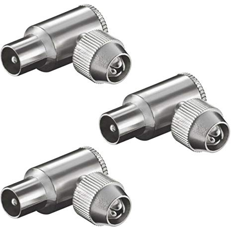3 Stück KOAX Winkelstecker Koaxial Kupplung Antennen Kabel Winkel Stecker TV SAT