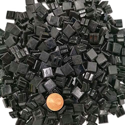 Armena Pietra per Mosaico, Colore Nero, 300 g, 1 x 1 cm, Circa 420 Pezzi (in Scatola Pet da 2 x 150 g)