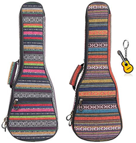 Longteam Print Ukulele Case 10mm Sponge Portable Wasserdichte Ukulelen Tasche Abdeckung Uke Gig Bag mit Zubehör Aufbewahrungstasche (21 Inch Sopran, Böhmisches Rot)
