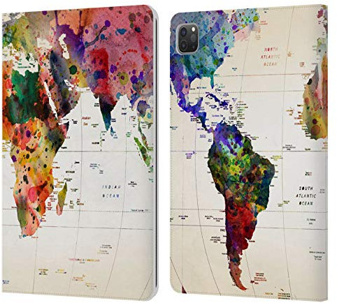 Head Case Designs Licenciado Oficialmente Mark Ashkenazi Mapa del Mundo Cultura Pop Carcasa de Cuero Tipo Libro Compatible con Apple iPad Pro 11 2020/2021 / 2022