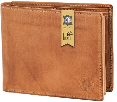 LINDENMANN Geldbörse Herren/Portemonnaie Herren Leder Geldbeutel cognac