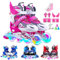 Inline Skates Kinder Einstellbarer Größe Rollschuhe Mit Leucht PU Räder Dreifach Schutz Leichte Anfänger Rollerskates für Mädchen/Jungen