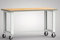 Werkbank B1500xT700xH840mm Buche Multiplex lichtgr au Bock-u.Lenkrollen,VG D125mm