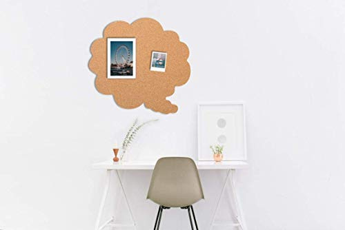 Pinnwand Sprechblase Wolke XXL 60 x 57 cm | Sprechblase zum Pinnen und als Wanddeko | Hochwertig & Modern | Für Büro, Homeoffice und Küche – Kork (Selbstklebend (mit Klebefolie))
