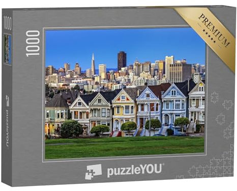 puzzleYOU: Puzzle 1000 Teile „Blick vom Alamo Square bei Dämmerung, San Francisco“ – aus der Puzzle-Kollektion Amerika, Amerikanische Städte