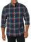 Amazon Essentials Men's Long-Sleeved Slim-Fit Stretch Poplin Shirt, Navy Red Teal Blue Plaid, XS