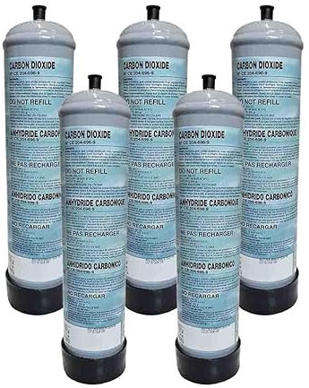 TermoidraulicaRV® 5 Bouteilles CO2 jetables 600 g pour aquariums avec raccord M10 x 1
