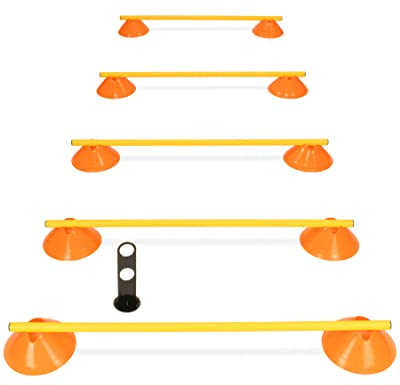 SPORTIKEL24 Cavaletti Mini-Hürden 5er Set – Mulden Orange & Stangen Gelb – sichere Trainingshürden für Hunde – Agility & Koordination