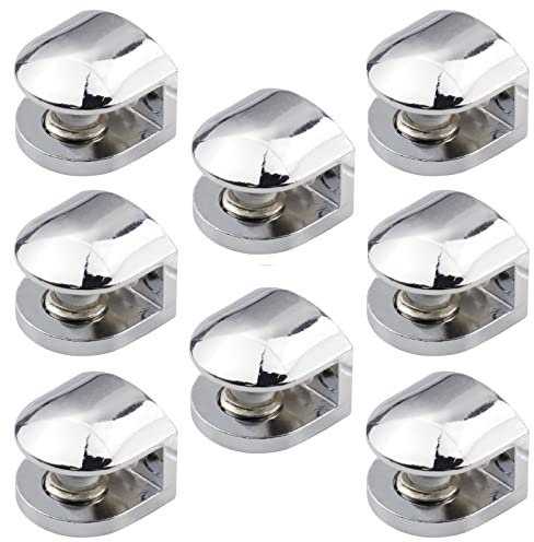 YunBey 8 Pezzi Reggimensola Vetro, Supporto Mensola Vetro Regolabile, Supporti per Mensole in Vetro per Legno/Vetro di Spessore 6-8 MM, Bagno, Soggiorno