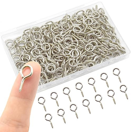 Hocansen 300 Pezzi Occhielli a Vite 19x9mm Bulloni a ganci occhiello Ganci a Vite Acciaio Inossidabile con Filettatura per Legno, Artigianato (19.6 * 9.6mm)