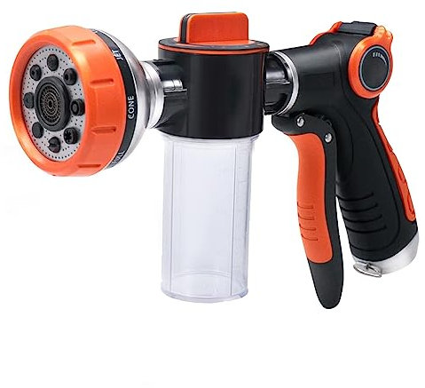 Haptufer Gartenschlauchdüse, 8 Muster Hochdruck-Schlauchsprüher, Hundewäsche, Wasserschlauchdüse mit Seifenspender, Schaumpistole