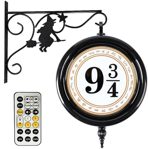 Platform 9 3/4 Sign Night Light Remote Control Metal Wall Hanging Lamp Room Decor Wall Lights 7 Color Change Decor Lamp with Remote