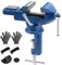 SWAWIS Tornillo de Banco, Ancho de Mordaza de 75 mm, Mordaza de Banco con Base Giratoria de 360, Para Fijar Piezas de Trabajo Como Madera y Metal, Azul