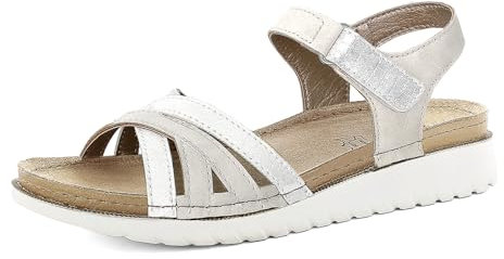 inblu Sandali Donna Regolabili con Chiusura a Strappo e Inserto Effetto Pitonato, Plantare in Pelle, dal 35 al 41, Bianco, 38 EU