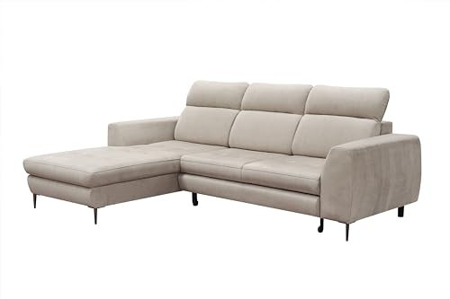 Ecksofa Couch LAOS - ausklappbar ausziehbar mit Schlaffunktion - Behälter Container für Bettzeug - verstellbare Kopfstützen - Ausrichtung links - bequemer Sitz mit Wellfeder