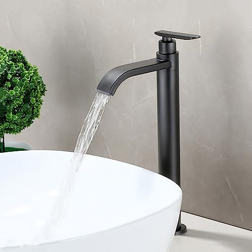 Wasserhahn Bad Mischbatterie Waschbecken Badezimmer Armatur Wasserfall Hoch Einhebel Kaltwasser Wasserhahn Wasserfall Armatur Waschtisch Edelstahl Grau