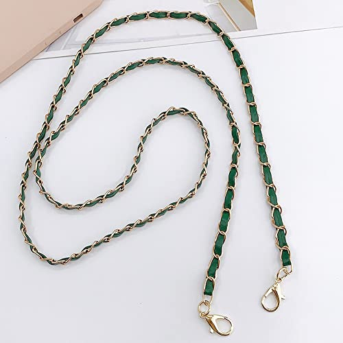 Anevous Metall Kette,120cm Handtaschenkette mit Schnallen,Leder Taschenkette,Flacher Kettenriemen,Schulterriemen,Taschen Ketten,Handtaschen Riemen,Handtaschenkette für Handtaschen Umhängetasche,Grün