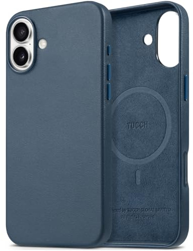 TUCCH Funda para iPhone 16 Plus Cuero PU Carga Inalámbrica, Azul | Magnética, Antigolpes, Resistente a los Arañazos, Antideslizante, 6,7 2024