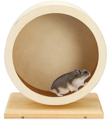 Hamsterrad Holz, Ø 15 cm Laufrad für Hamster, mit Geschlossener Kork-Lauffläche - Geräuscharm und für Kleine Haustiere