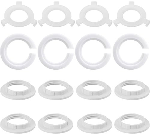 16 Pcs Lampshade Reducer Ring, 8 Pcs E27 to E14 Adapter Rings, Fitting Washer Adaptor (White)