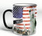 YOIUE Tasse aus Keramik - Große 11oz Tassen 330ml Kaffeetassen mit Henkel, 100% Handbemalt - Trinkgläser mit Griff - Weiß,New York City Vintage Collage mit US-Flagge im Hintergrund