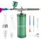 Airbrush Kit with Compressor, Rechargeable Cordless High-Pressure Handheld Air Brush Air Spray Paint Gun with 0.3mm Nozzle and Cleaning Brush for Nail Art, Makeup, Painting, Cake Decor(Green)