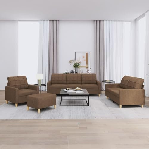Xichuzi 4-TLG. Sofagarnitur mit Kissen Braun Stoff, Sofa Mit Relaxfunktion, Couchgarnitur, Wohnzimmer Sofa, Couch, Sofa Set 3201253