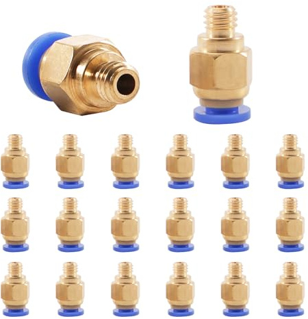 20 Stück 3D Drucker PC4-M6 Pneumatik Steckverbinder, PC4-M6 Pneumatik Verbinder, PTFE Schlauchverbinder für 3D-Drucker, 3D Drucker Zubehör für 4mm Außendurchmesser Schlauch