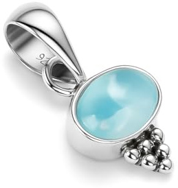 Silberanhänger für Damen, 925er Sterlingsilber, Halskette mit Anhänger, 100 % Naturstein, Boho-Anhänger, handgefertigt, zarter minimalistischer Anhänger, ovale Form, 6 x 8 mm, Anhänger SP06-P
