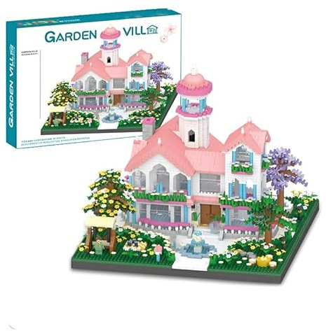 Traumgarten Villa Mini Baustein Baukasten, 3800Stück Kreative Mädchen Street View Konstruktionen Modellspielzeug, Blumen Baum Architektur Mrico Klammerblöcke Kit, Ideen Geschenke für Kinder Erwachsene