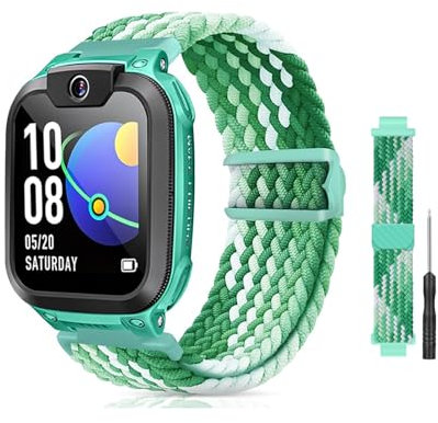 AzureRay Armband Kinder für imoo Smartwatch Z7/Z6/Z1, Nylon Ersatzband Verstellbar für Jungen & Mädchen, Atmungsaktiv, Hautfreundlich, Kompatibel mit imoo Z7, Z6, Z1 (MultiGrün)