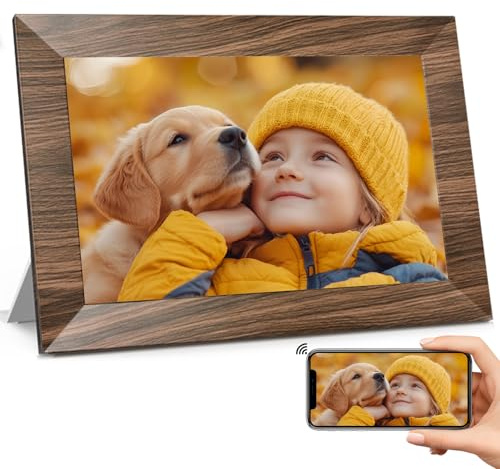 BWJBSW Cadre Photo Numérique 10 Pouces, WiFi intégré en mémoire de 32 Go, Cadre électronique avec écran Tactile IPS, Rotation Automatique, Partage Facile de Photos ou de vidéos Via Application