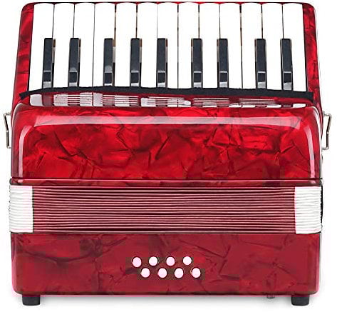 Classic Cantabile Secondo Junior 8-Bass Akkordeon (22 Diskanttasten, 8-Basstasten, inkl. Tragerriemen und Gigbag) rot