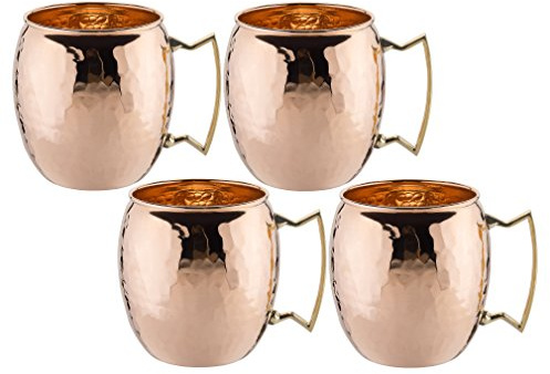 Old Dutch International, Purveyors of the ORIGINAL MOSCOW MULE MUG, 100% Pure Copper, Unlined Hammered Moscow Mule Mug, 16-Ounce, Set of 4