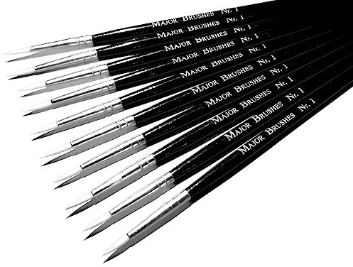Major Brushes Sable Substitute Brushes Size 1 - Pack of 10