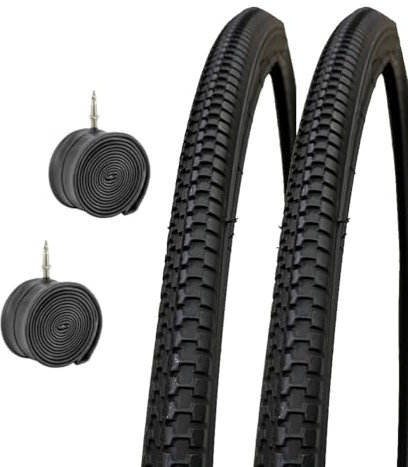 2 Reifen schwarz + 2 Kammern für Fahrrad Fahrrad City Bike Straße 27 x 1 1/4 (32 – 630)