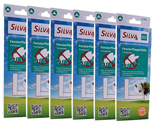 Silva Fenster Fliegenfalle mit Leimauffangleiste - 36er Sparpaket - Fliegenfänger-Fensterstreifen gegen Fliegen im Haus