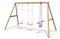 Rebo® Children's Wooden Garden Swing Set - Neptune Pink | OutdoorToys | Pressure Treated Timber, Soft Feel Ropes, Twin Seat Glider, Sturdy Construction for Kids