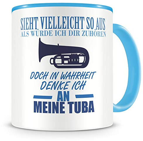 Samunshi® Tuba Tasse mit Spruch Geschenk für Musiker Tasse Tuba Becher Kaffeebecher Lustige Tassen zum Geburtstag Teetasse hell blau 300ml