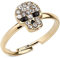 Paula & Fritz® Ring Damen Verstellbar Totenkopf Zirkonia Klar-Schwarz Gold 316L Chirurgenstahl Zehenring Mittelring Partnerring Offen Einstellbarer-Ring