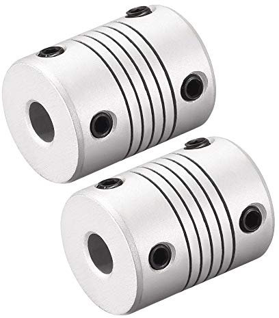 sourcing map 8mm to 8mm Aluminum Alloy Shaft Coupling Flexible Coupler Motor Connector Joint L25xD19 Silver,2pcs