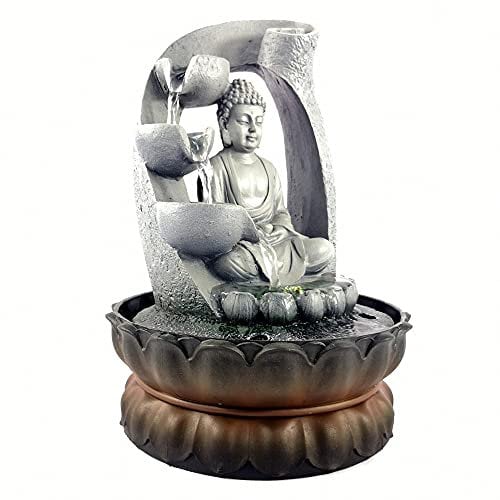 Brunnen Buddha Brunnendekoration, Tischbrunnen Mit Licht Für Home Office, Garten Terrasse, Balkon, Sehr Dekorativ, Led-Licht-Gartenleuchte