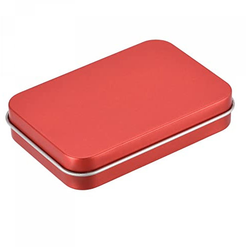 sourcing map Rostfrei Metalldöschen Metall Blechdose Metalldosenbehälter Weißblech Behälter mit Deckeln 3.43x2.36x0.71 Rot