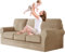 jianyana High Stretch Sofabezug, 1/2/3 sitzerSamt Elastisch Sofa Überwürfe Sofabezug mit Gummizug Einstellband (Beige,3-Sitzer-7PCS)